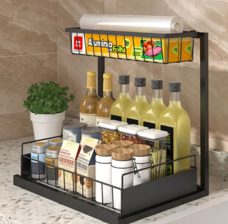 2-Tier Pull-Out Kitchen Organizer Rack